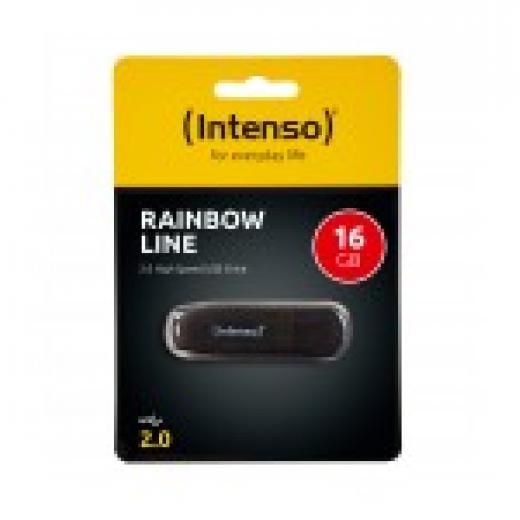 STICK 16GB USB 2.0 Intenso Rainbow Line Transparent Black