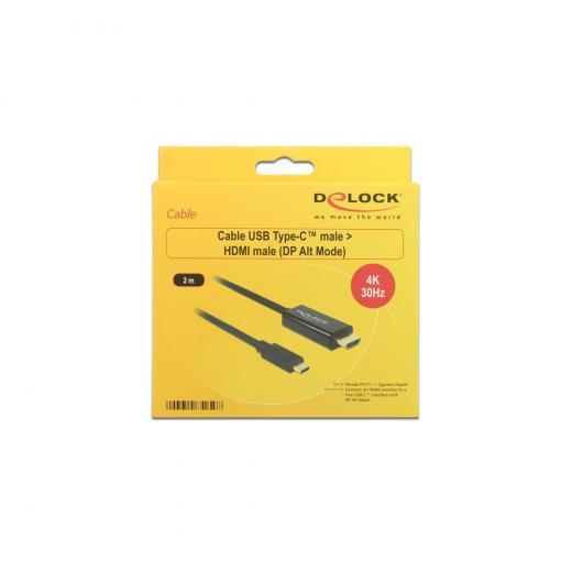 KAB USB-C > HDMI (ST-ST) 2m 4K 30Hz DeLOCK Black