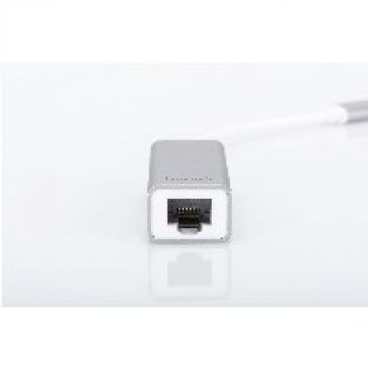 KAB Adapter USB-C > RJ45 Gigabit Lan 1000 MBit/s Digitus White Silver