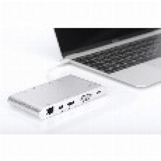 KAB USB-C > Multi Adapter 3xUSB3.0/Audio/Micro SD/SDXC/Gigabit Lan/DisplayPort/HDMI/VGA/USB-C Digitus Silver