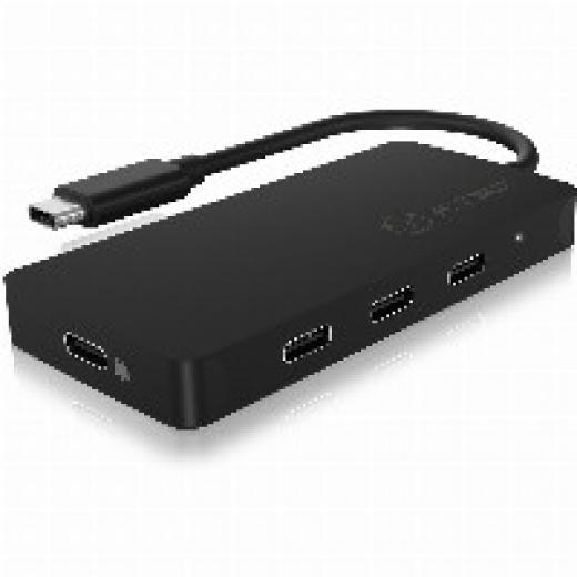 HUB 4Port ICY BOX 4xUSB-C 1xPower Delivery 100W passiv Black