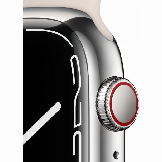 Apple Watch Series 7 Edelstahl 45mm Cellular Silber (Sportarmband sternenlicht) *NEW*