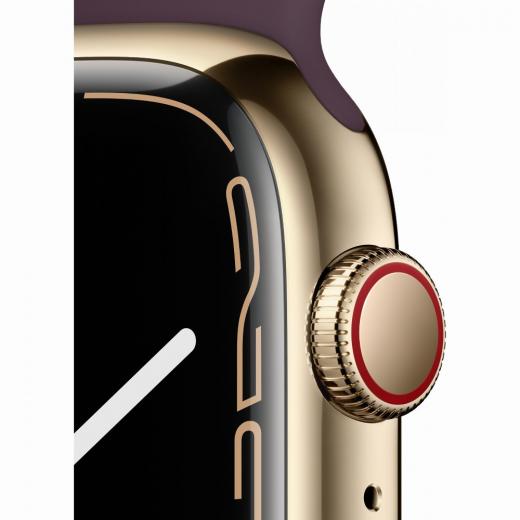 Apple Watch Series 7 Edelstahl 45mm Cellular Gold (Sportarmband dunkelkirsch) *NEW*