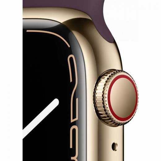 Apple Watch Series 7 Edelstahl 41mm Cellular Gold (Sportarmband dunkelkirsch) *NEW*