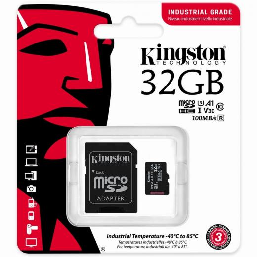 32GB Kingston Industrial microSDHC 100MB/s +Adapter