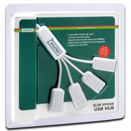 HUB 4Port Digitus Slim Spider passiv White