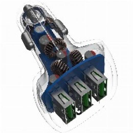 Auto Ladegerät Green Cell PowerRide 3xUSB Ultra Charge 12/24V 54W Black