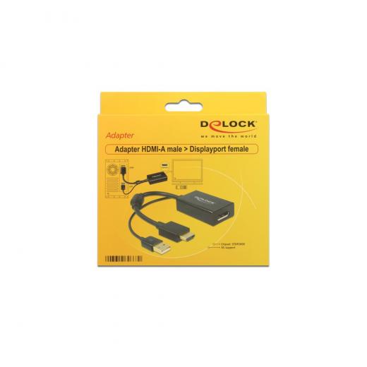 Adapter HDMI > DisplayPort (ST-BU) 1x USB DeLOCK Black