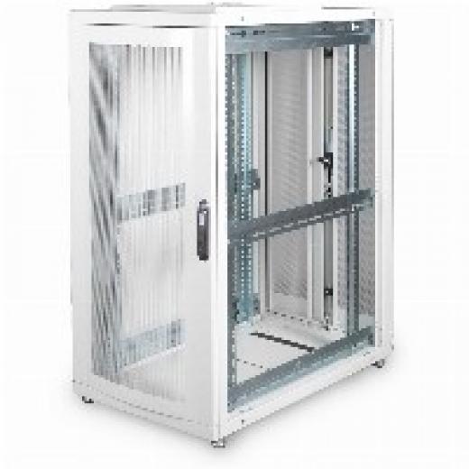 Serverschrank 19 26HE Digitus 1260x600x1000 mm, Farbe Grau (RAL 7035), perforierte Tür