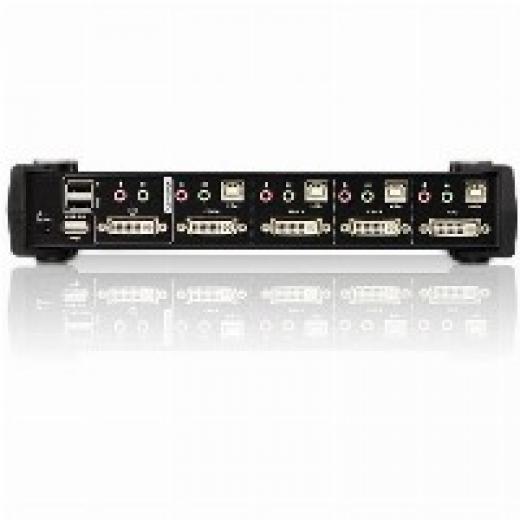 KVM Desktop Switch 4-Port USB DVI KVM Switch with Audio & USB 2.0 Hub (KVM Cables included) ATEN