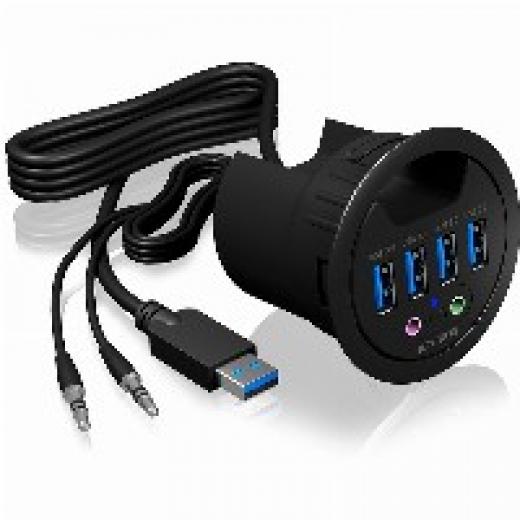 Tisch-Hub 4x USB 3.0 Type-A mit Audio Ein-/Ausgang ICY BOX