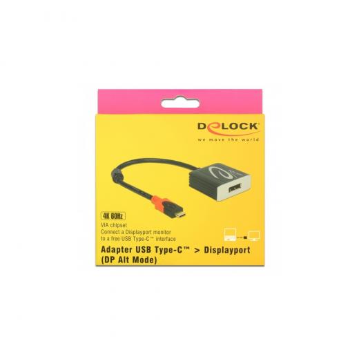 KAB Adapter USB-C > DisplayPort (ST-BU) 4K 60Hz DeLOCK Black