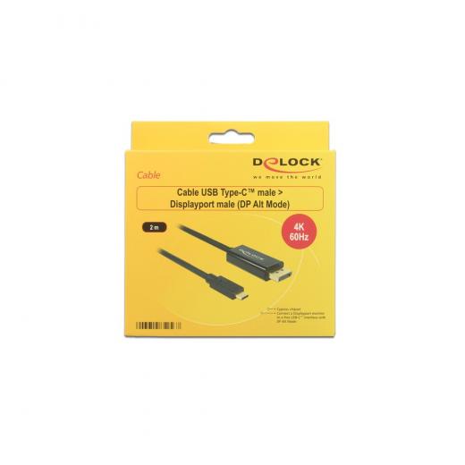 KAB USB-C > DisplayPort (ST-ST) 2m 4K 60Hz DeLOCK Black
