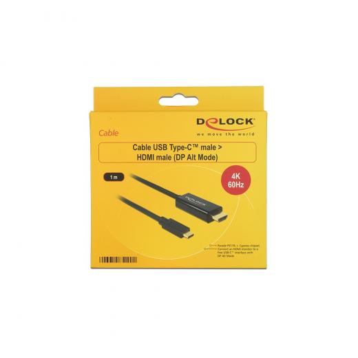 KAB USB-C > HDMI (ST-ST) 1m 4K 60Hz DeLOCK Black