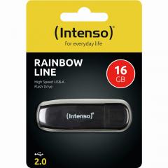 STICK 16GB USB 2.0 Intenso Rainbow Line Transparent Black