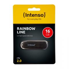 STICK 16GB USB 2.0 Intenso Rainbow Line Transparent Black