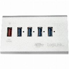 HUB 5Port LogiLink SuperSpeed 1x USB Power passiv Silver