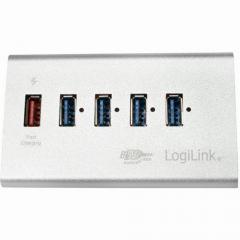 HUB 5Port LogiLink SuperSpeed 1x USB Power passiv Silver