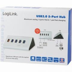 HUB 5Port LogiLink SuperSpeed 1x USB Power passiv Silver