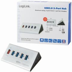 HUB 5Port LogiLink SuperSpeed 1x USB Power passiv Silver