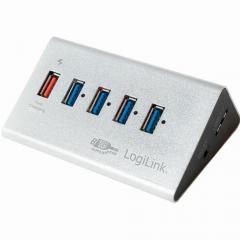HUB 5Port LogiLink SuperSpeed 1x USB Power passiv Silver