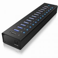 USB 3.0 , 13 Port, +1x Ladeport Aluminium-mit Netzteil ICY BOX