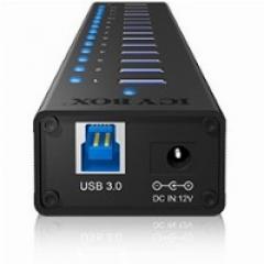 USB 3.0 , 13 Port, +1x Ladeport Aluminium-mit Netzteil ICY BOX