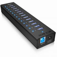USB 3.0 , 13 Port, +1x Ladeport Aluminium-mit Netzteil ICY BOX