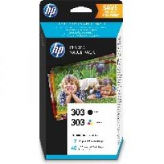 TIN HP 303 Photo Value Pack black, cyan, magenta, yellow + 40 Blatt/10x15cm Papier Z4B62EE