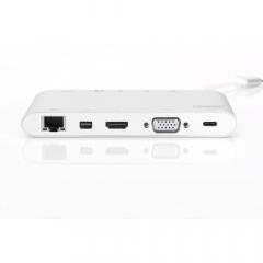 KAB USB-C > Multi Adapter 3xUSB3.0/Audio/Micro SD/SDXC/Gigabit Lan/DisplayPort/HDMI/VGA/USB-C Digitus Silver
