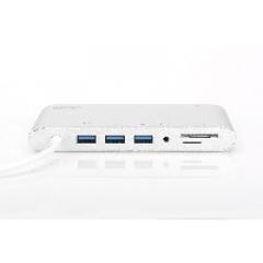 KAB USB-C > Multi Adapter 3xUSB3.0/Audio/Micro SD/SDXC/Gigabit Lan/DisplayPort/HDMI/VGA/USB-C Digitus Silver