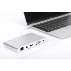 KAB USB-C > Multi Adapter 3xUSB3.0/Audio/Micro SD/SDXC/Gigabit Lan/DisplayPort/HDMI/VGA/USB-C Digitus Silver