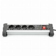 Steckdosenleiste 4x Stecker 2xUSB Port Schalter Digitus Black Silver