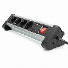 Steckdosenleiste 4x Stecker 2xUSB Port Schalter Digitus Black Silver