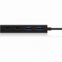 HUB 5Port ICY BOX 2xUSB3.0 2xUSB-C 1xUSB Power Delivery 60W SuperSpeed passiv Black