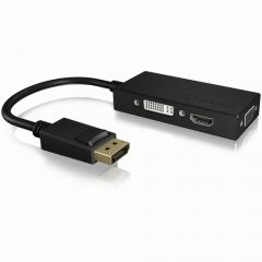 Adapter ICY BOX DisplayPort > HDMI/DVI/VGA 4K 60Hz Black