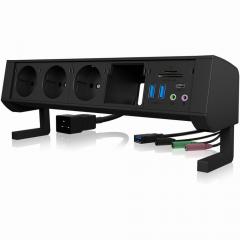 Tischsteckdosenleiste 3xStecker 1xAudio (Eingang 1x Audio (Ausgang) 3xUSB3.0 CardReader (microSDXC, SDXC) Black