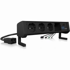 Tischsteckdosenleiste 3xStecker 1xAudio (Eingang 1x Audio (Ausgang) 3xUSB3.0 CardReader (microSDXC, SDXC) Black