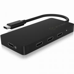 HUB 4Port ICY BOX 4xUSB-C 1xPower Delivery 100W passiv Black