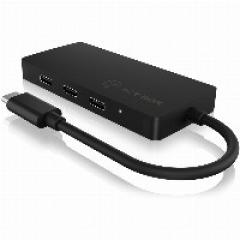 HUB 4Port ICY BOX 4xUSB-C 1xPower Delivery 100W passiv Black