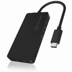 HUB 4Port ICY BOX 4xUSB-C 1xPower Delivery 100W passiv Black