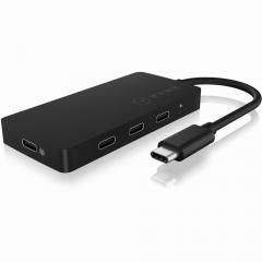 HUB 4Port ICY BOX 4xUSB-C 1xPower Delivery 100W passiv Black