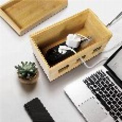 Management Cable Box Bambus 255 x 140 x 165mm LogiLink Black