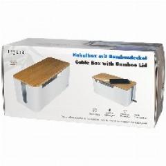 Management Cable Box Bambus-Deckel 320 x 140 x 130mm LogiLink Black