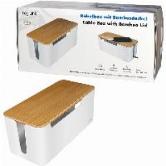 Management Cable Box Bambus-Deckel 320 x 140 x 130mm LogiLink Black