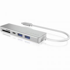 ICY BOX USB-C 2xUSB3.0 SuperSpeed 1x USB-C 1xCardReader microSD/SD Silver