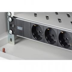 NWSZ Steckdosenleiste Aluminium NWSZ Steckdosenleiste 1HE Digitus , Schrankmontage Nennleistung: 4000W, 250VAC 50/60Hz, 3x Schutzkontakt