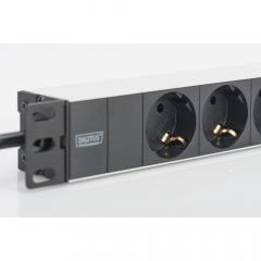 NWSZ Steckdosenleiste Aluminium NWSZ Steckdosenleiste 1HE Digitus , Schrankmontage Nennleistung: 4000W, 250VAC 50/60Hz, 3x Schutzkontakt