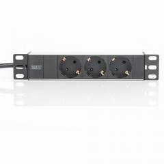 NWSZ Steckdosenleiste Aluminium NWSZ Steckdosenleiste 1HE Digitus , Schrankmontage Nennleistung: 4000W, 250VAC 50/60Hz, 3x Schutzkontakt