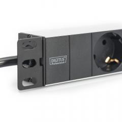 NWSZ Steckdosenleiste Aluminium NWSZ Steckdosenleiste 1HE Digitus , Schrankmontage Nennleistung: 4000W, 250VAC 50/60Hz, 3x Schutzkontakt